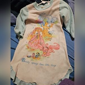 Vintage Lady Lovelylocks Pastel Graphic Pajama Nightgown Size 4 Toddler Girl